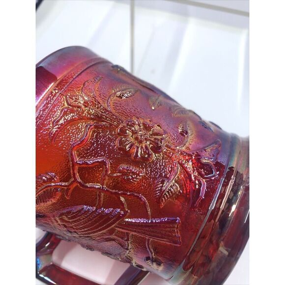 1967  ACGA Carnival Glass Club Souvenir Robin Mug Red MCM - Picture 12 of 14